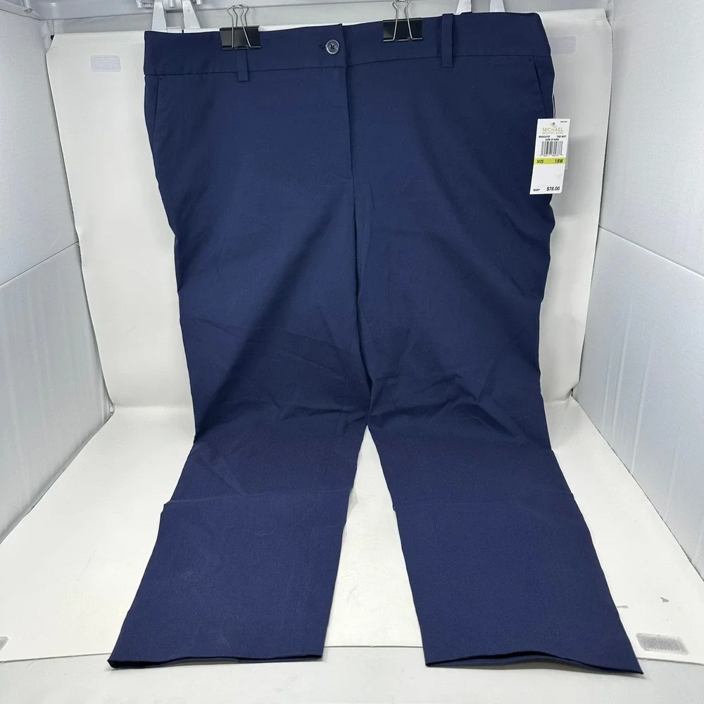 Michael Kors Pants Women 18W Blue True Navy Core of Kors Stretch Slacks